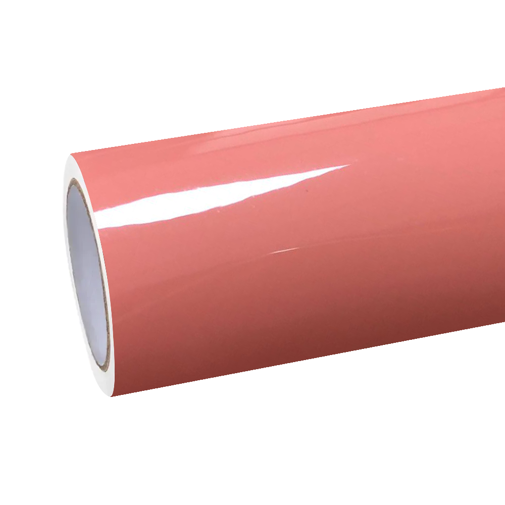 ALUKOCARWRAP Gloss Salmon Pink Car Vinyl Wrap PET with a glossy coral-pink finish