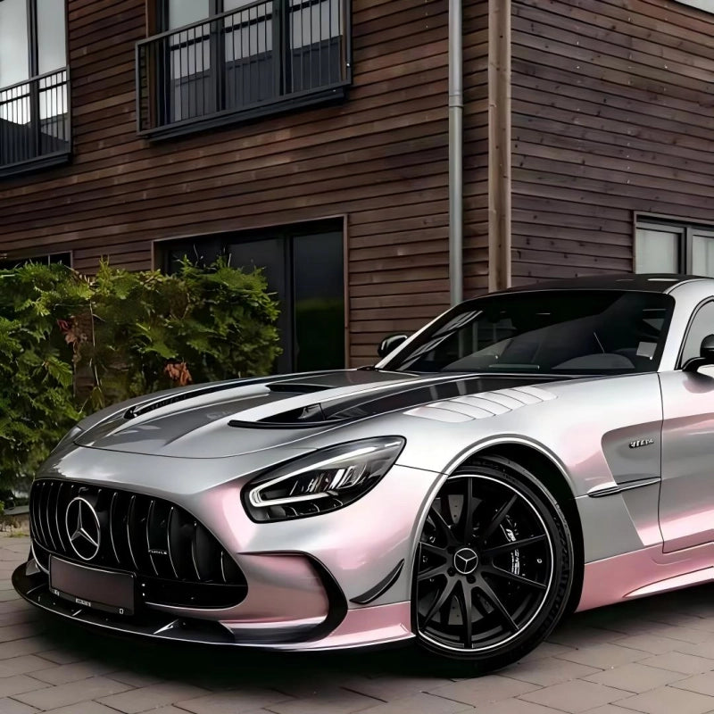 Ultra Gloss Metallic Chameleon Silver Sunset Pink Car Vinyl Wrap PET