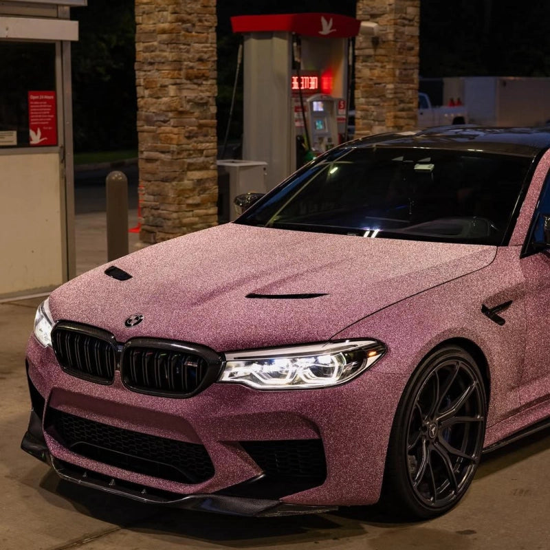 Matte Diamond Glitter Pink Car Vinyl Wrap