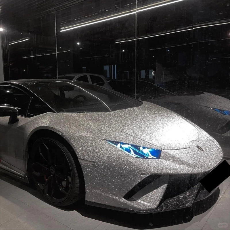 Matte Diamond Glitter Silver Car Vinyl Wrap