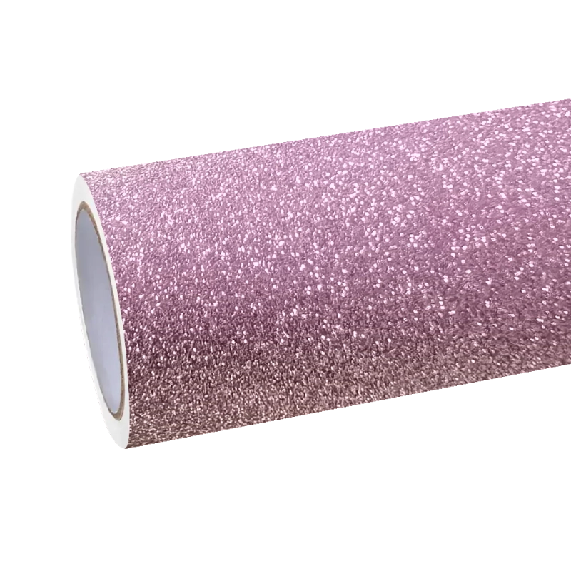 Matte diamond glitter pink car vinyl wrap installed on a luxury vehicle, showcasing the sparkle premium vehicle wrap roll.