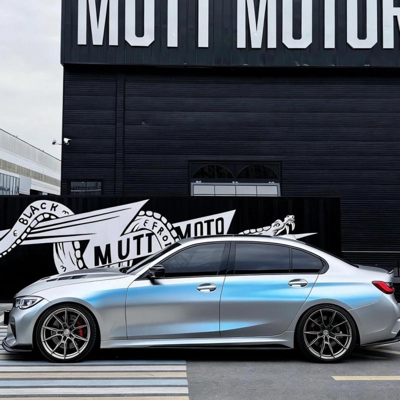 Matte Metallic Chameleon Silver Blue Car Vinyl Wrap PET