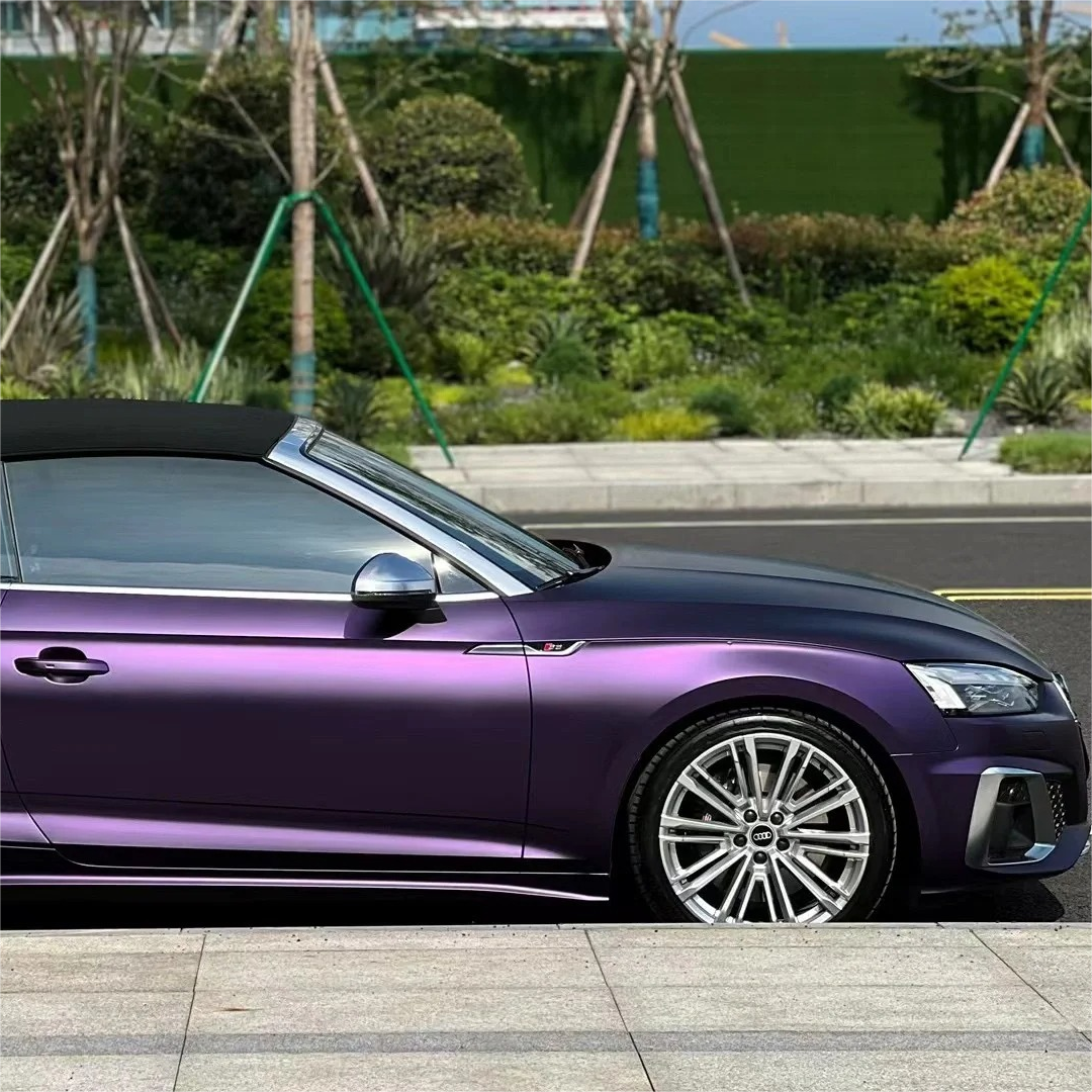 Ultra Matte Metallic Dark Purple Car Vinyl Wrap PET