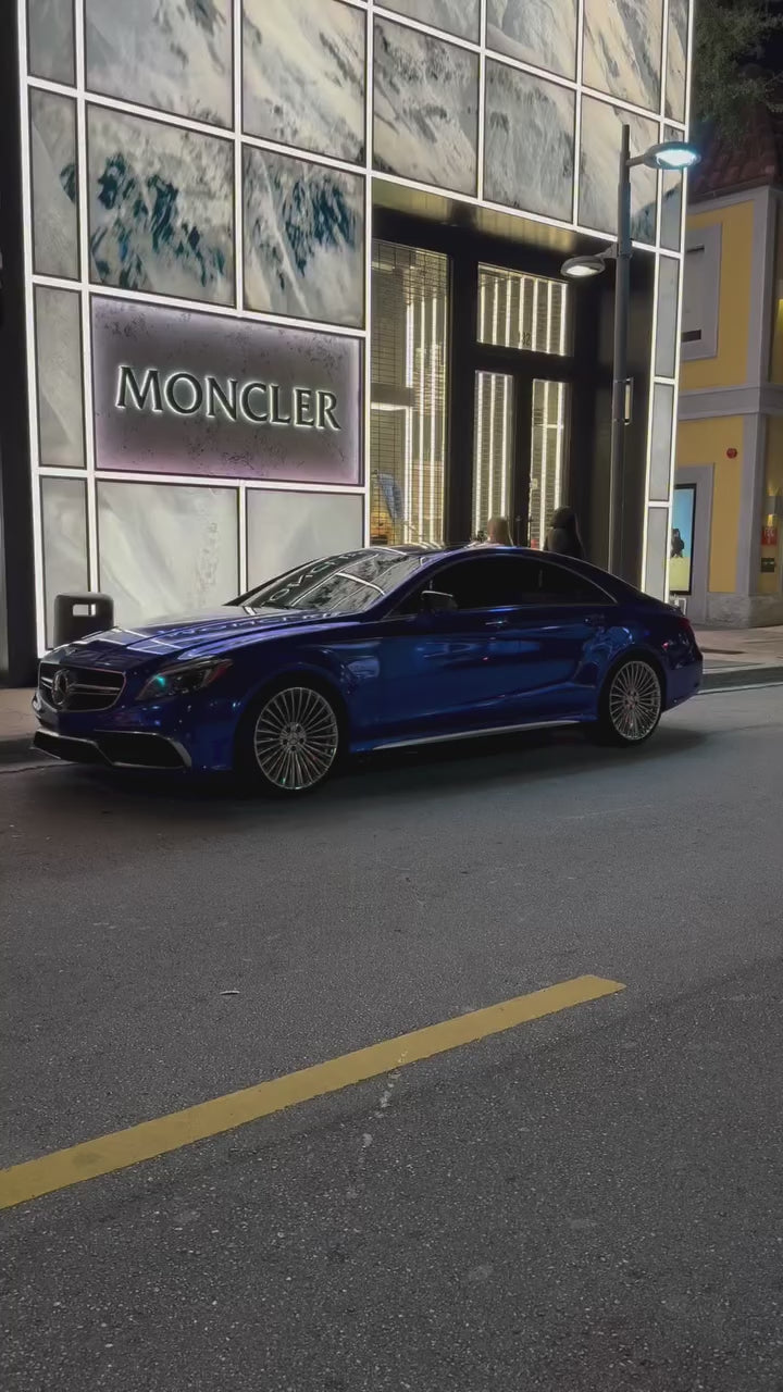 Gloss Mirror Chrome Blue Car Vinyl Wrap PET