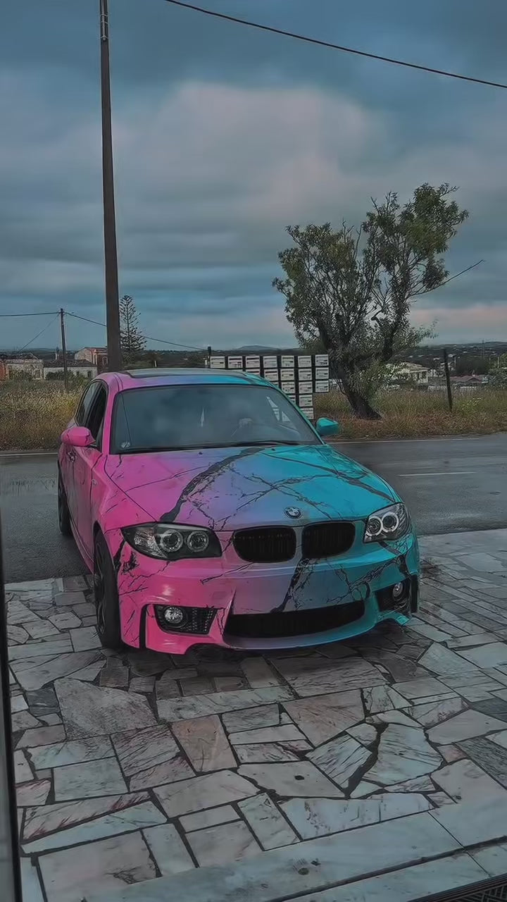 ALUKOVINYL  Pink to Blue Gradient Marble Print Custom Car Wrap