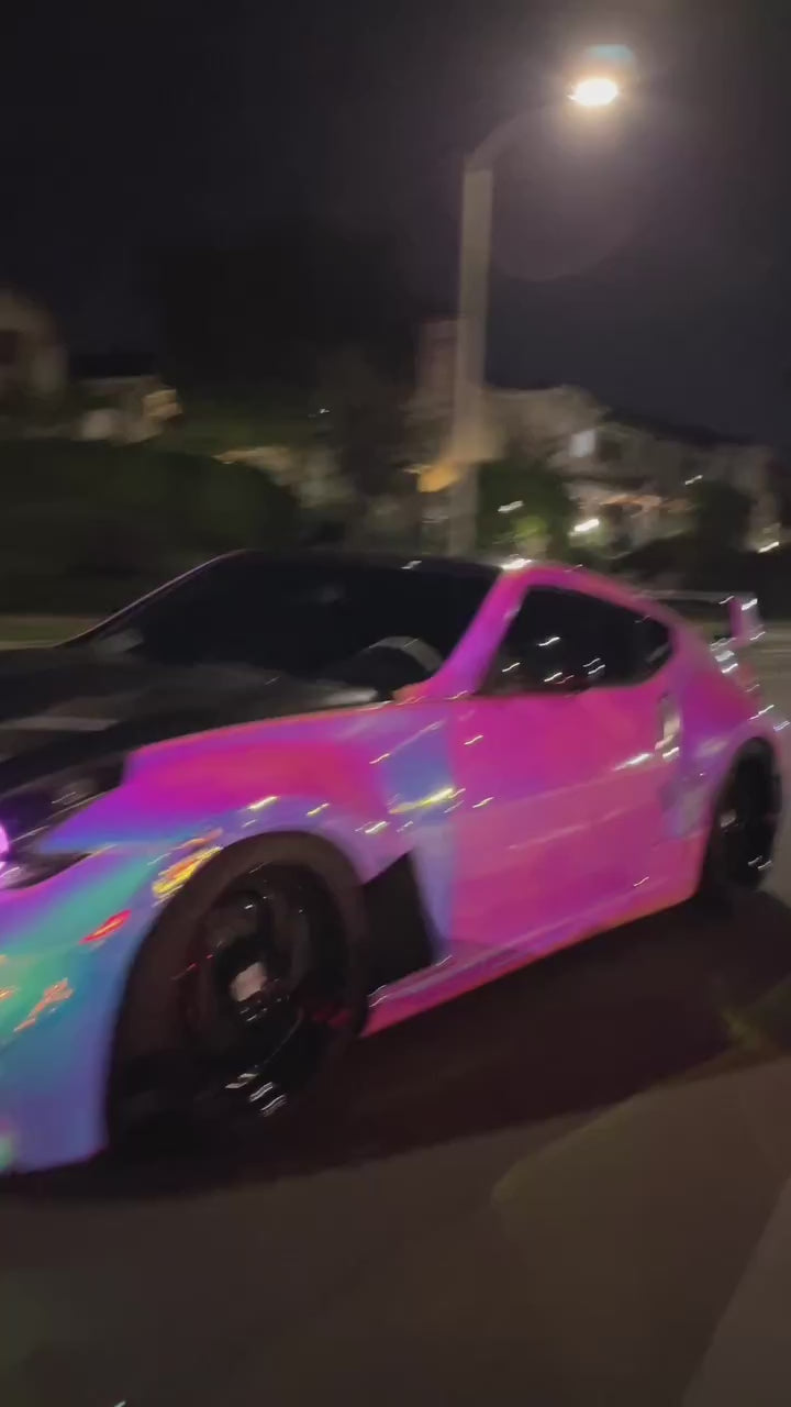 Gloss Rainbow Holographic Chrome White Car Vinyl Wrap PET