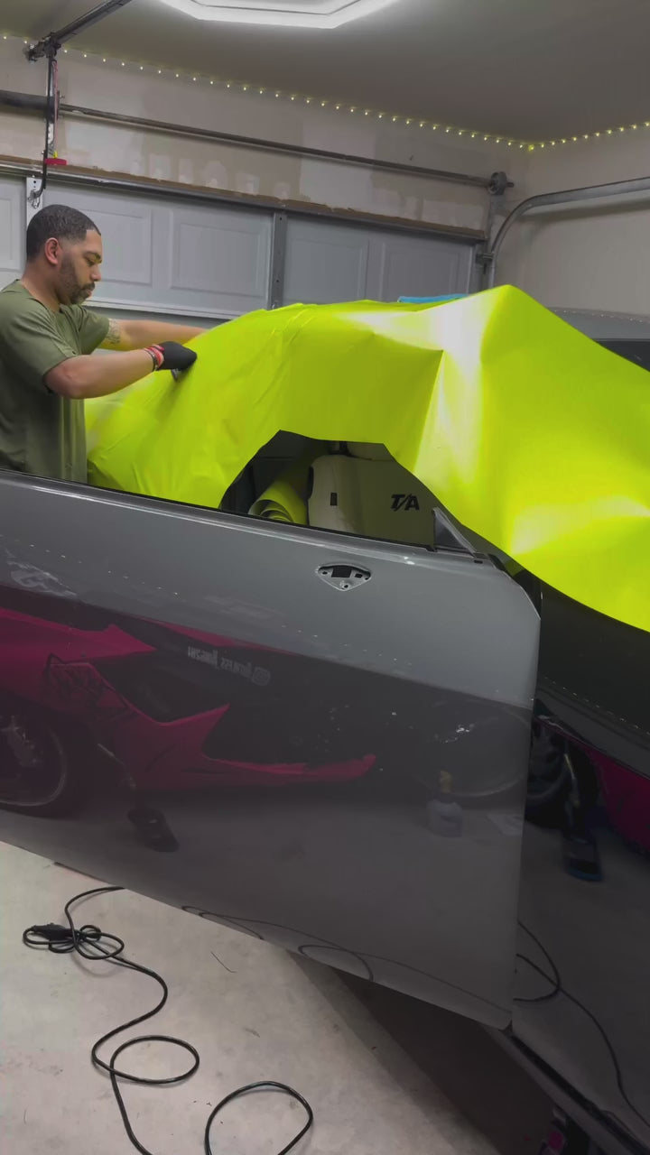 Matte Metallic Fluorescent Yellow Car Vinyl Wrap