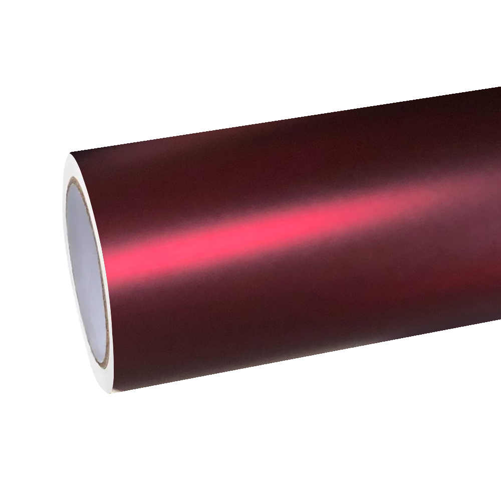 Satin Chrome Metallic Romanee Red Car Wrap by ALUKOCARWRAP