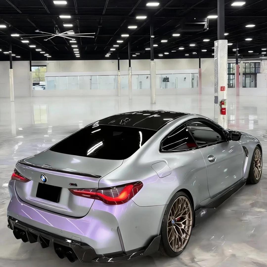 Ultra Gloss Metallic Chameleon Silver Purple Car Vinyl Wrap PET