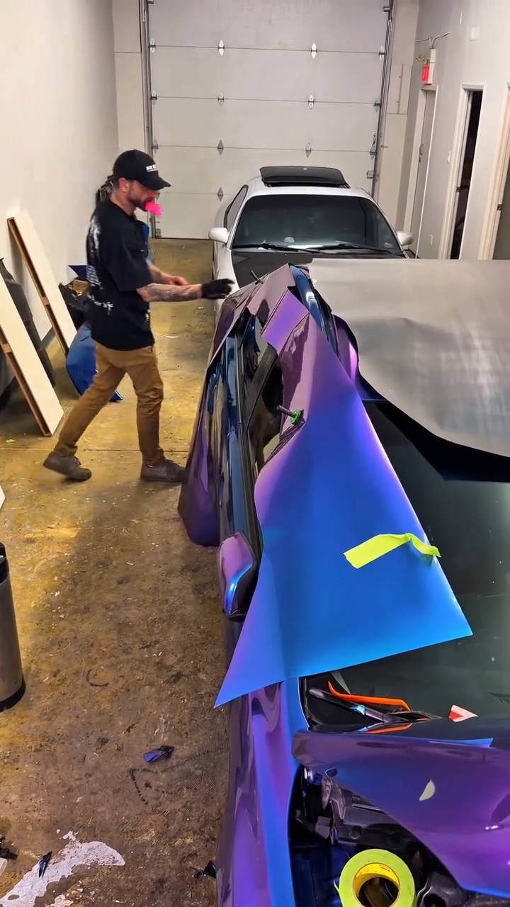Gloss Chameleon Blue Purple Car Vinyl Wrap